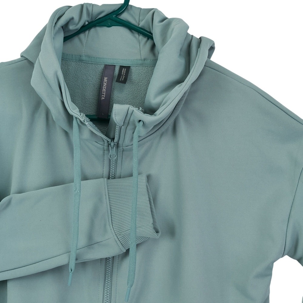 Mondetta Women's Large Performance Full Zip Hooded Fleece Activewear Sage Green